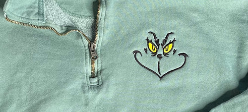 Grinch Face 1/4 Zip Sweatshirt